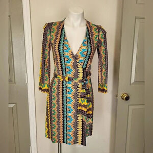 Diane Von Furstenberg DVF Silk Ervin Printed Draped Wrap Tunic Mini Dress(4)